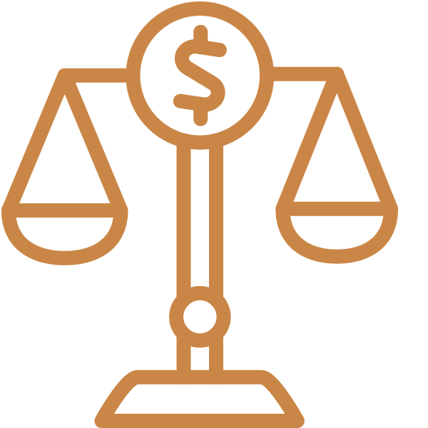Scales of justice with a dollar sign, symbolizing legal representation and financial implications in criminal defense.